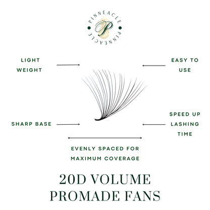 Pack of 3 - 20D Volume - 1000 Fans Promade Volume Fans For Professional Eyelash Extension - Pinneacle Lash