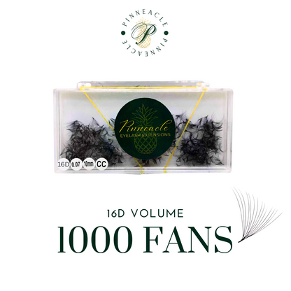 16D Volume 0.03- 1000 Fans Promade Volume Fans For Professional Eyelash Extension - Pinneacle Lash