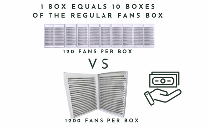 9D WISPY | XXL Box | 1200 Fans | Premade Spike + Volume Fans | Mix sizes