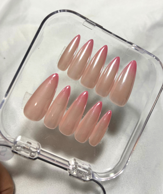 Soft Pink Ombré Press-On Nails - Sheer Nude to Blush Gradient Nails - Valentines Nails - Wedding & Everyday Nails  -  Custom Size Set - NM233027