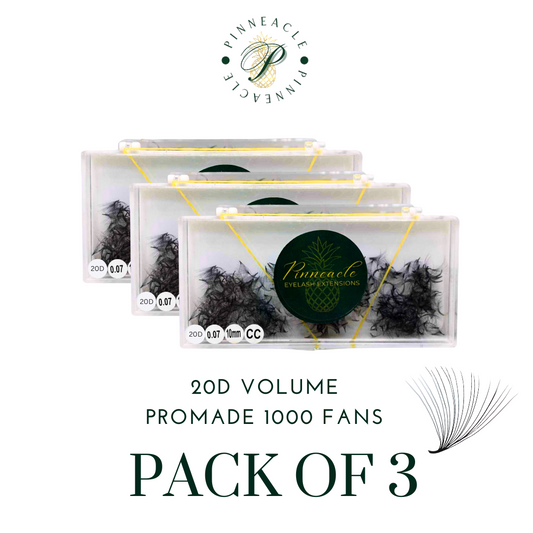Pack of 3 - 20D Volume - 1000 Fans Promade Volume Fans For Professional Eyelash Extension - Pinneacle Lash