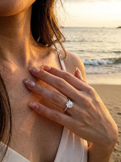 Engagement, Proposal, Wedding Press-On Nails -  Pink Cat Eye with Crystal Accents - Handmade Reusable Nail Set - Custom Size Set - DYT152008