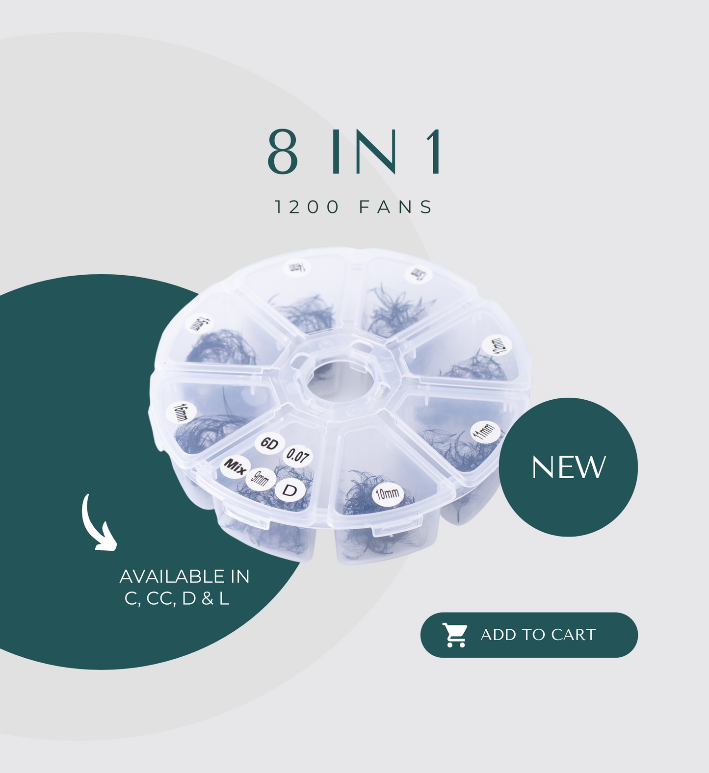 1200 Éventails - 8 tailles 1 en boîte - 8D - Boucle D - 9-10-11-12-13-14-15-16mm