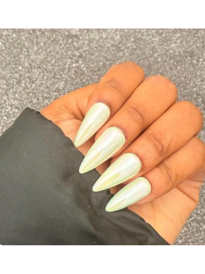 Pearl Basic Press On Nails - Iridescent Pearly Chrome Nails Old Money Style Handmade Gel Nail - Shimmer Nail - Custom Size Set - PN251105