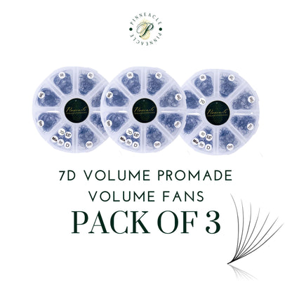Pack of 3 - Save 25% - 7D Volume - 1200 Premade Volume Fans - 8 sizes 1 in box | Lengths: 10-17mm | Round Box