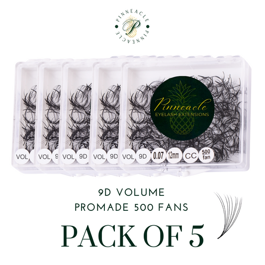 Pack of 5 - 9D Volume - 500 Fans Promade Volume Fans For Professional Eyelash Extension - Pinneacle Lash