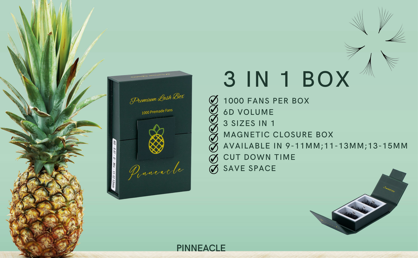 1000 Ventilateurs - 3 tailles dans 1 boîte - 0,07 - Volume 6D (11-12-13mm)