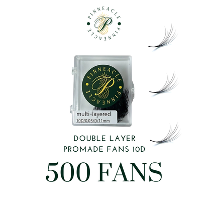 Double Layer Promade 10D 500 Fans - For Professional Eyelash Extension - Pinneacle Lash