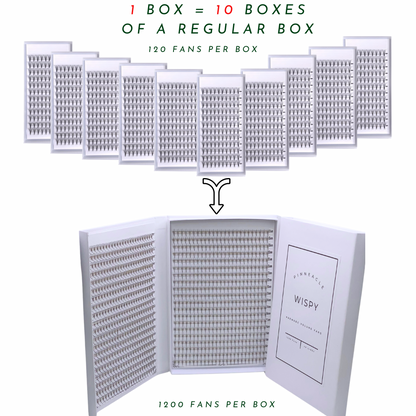 Brown Promade Wispy 1200 Fans - 5D Volume - Mixed Lengths & Curls | 40 Lines | 5 sizes in 1 | Premade Volume Fans Eyelash Extensions