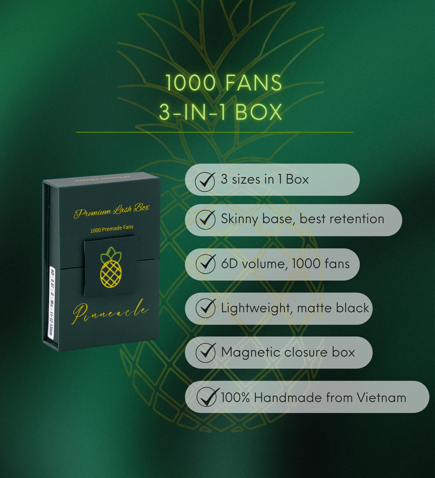 1000 Ventilateurs - 3 tailles dans 1 boîte - 0,07 - Volume 6D (11-12-13mm)