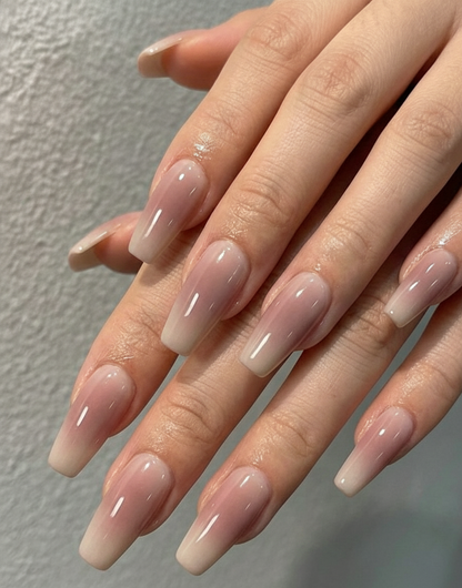 French Ombre Press On Nails - Baby Boomer Rose Gold & White Gradient - Valentines Nails - Classic Brial Wedding Nails - Custom Size Set - PN251111