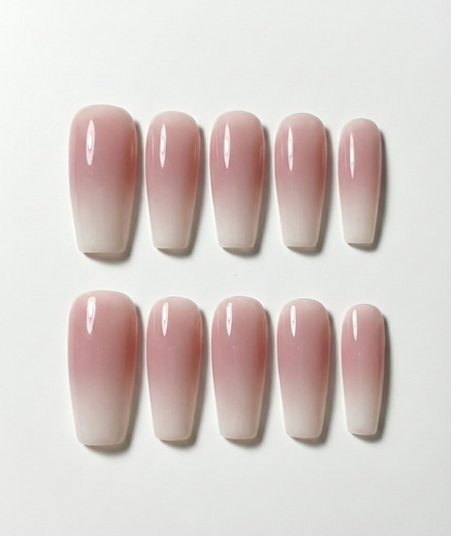 Baby Boomer Press On Nails - Pink and White Ombre Gradient - Valentines Nails - Classic Brial Wedding Nails - Custom Size Set - PN251107