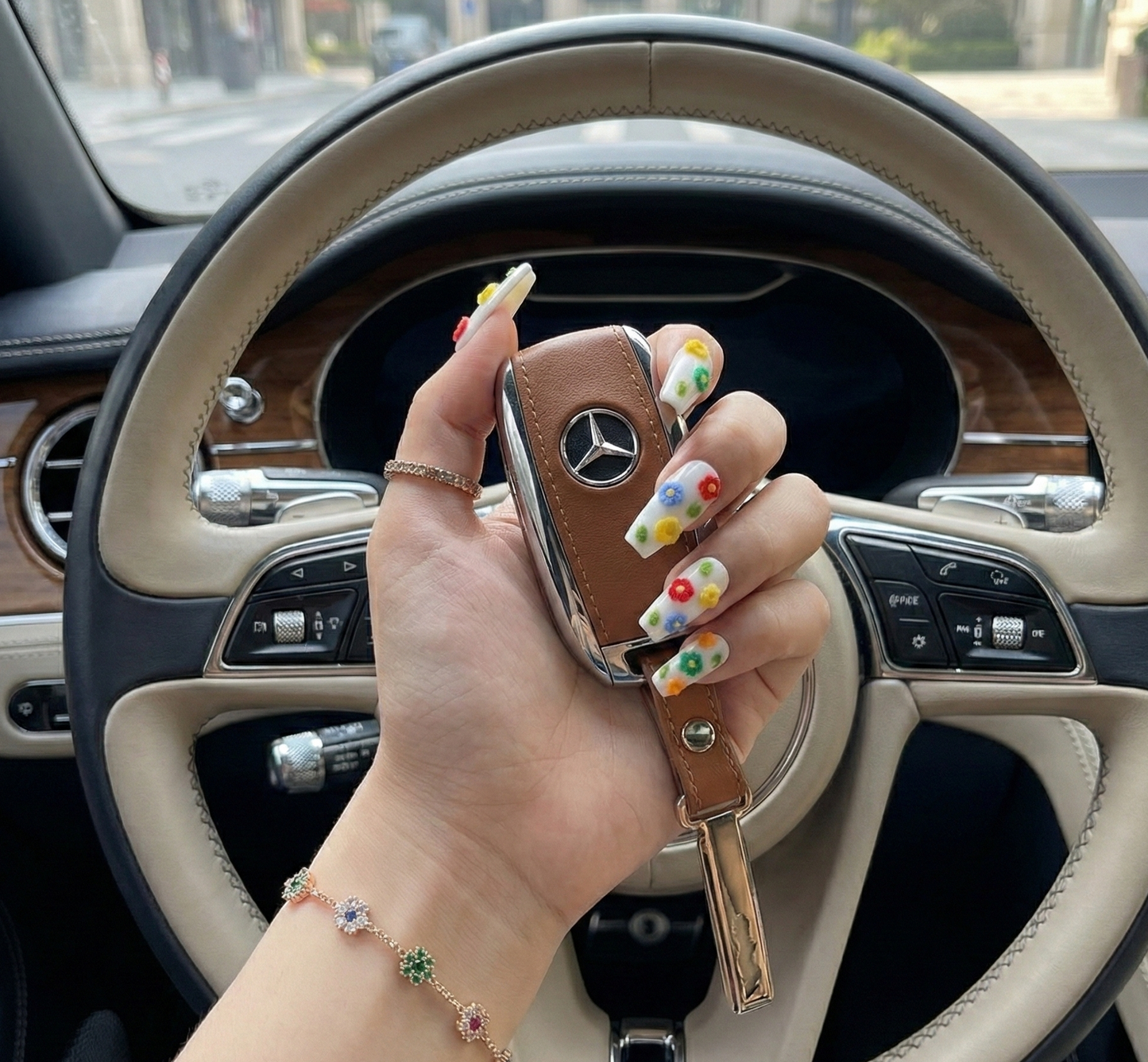 3D Fuzzy Flower Press On Nails - Flocked Velvet Texture - Colorful Spring Garden Art - Custom Size Set - PN251168