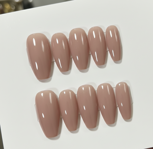 Mauve Nude Pink Press On Nails - Dusty Rose Solid Color - Clean Girl Minimalist - Basic Everyday Office Gel - Custom Size Set - PN251211