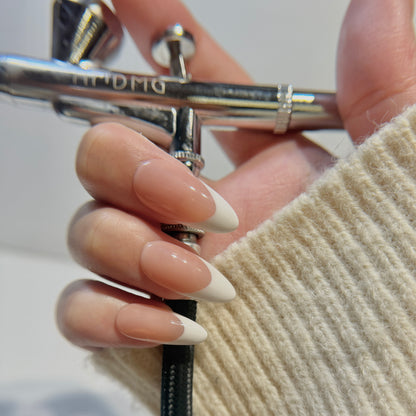 French Tip Press On Nails - Nude Pink Handmade Nails - Luxury Old Money Look Nails - Classic White Tip Press Ons - Custom Size Set - NM233004