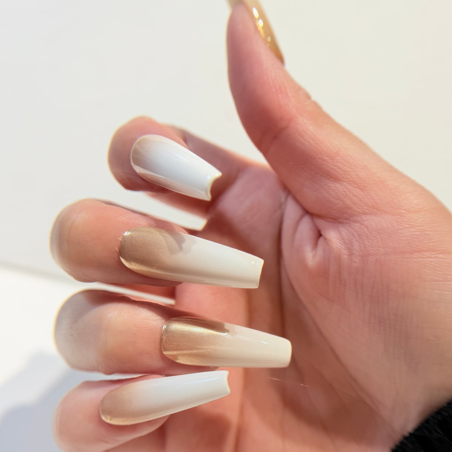 White Gold Ombré Press On Nails - Champagne Shimmer Nails - Brial Wedding Press On -  Luxury Handmade Nails- Custom Size Set - NM233017