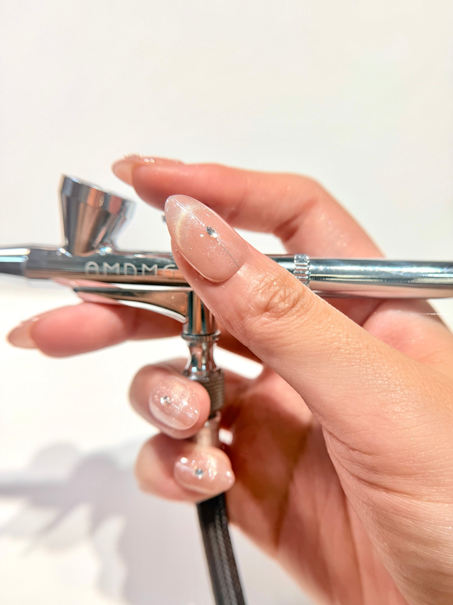 Engagement, Proposal, Wedding Press-On Nails -  Pink Cat Eye with Crystal Accents - Handmade Reusable Nail Set - Custom Size Set - DYT152008