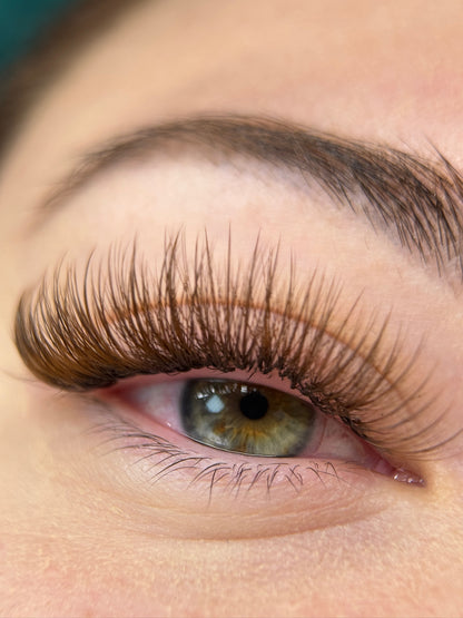 Brown Promade Wispy 1200 Fans - 5D Volume - Mixed Lengths & Curls | 40 Lines | 5 sizes in 1 | Premade Volume Fans Eyelash Extensions