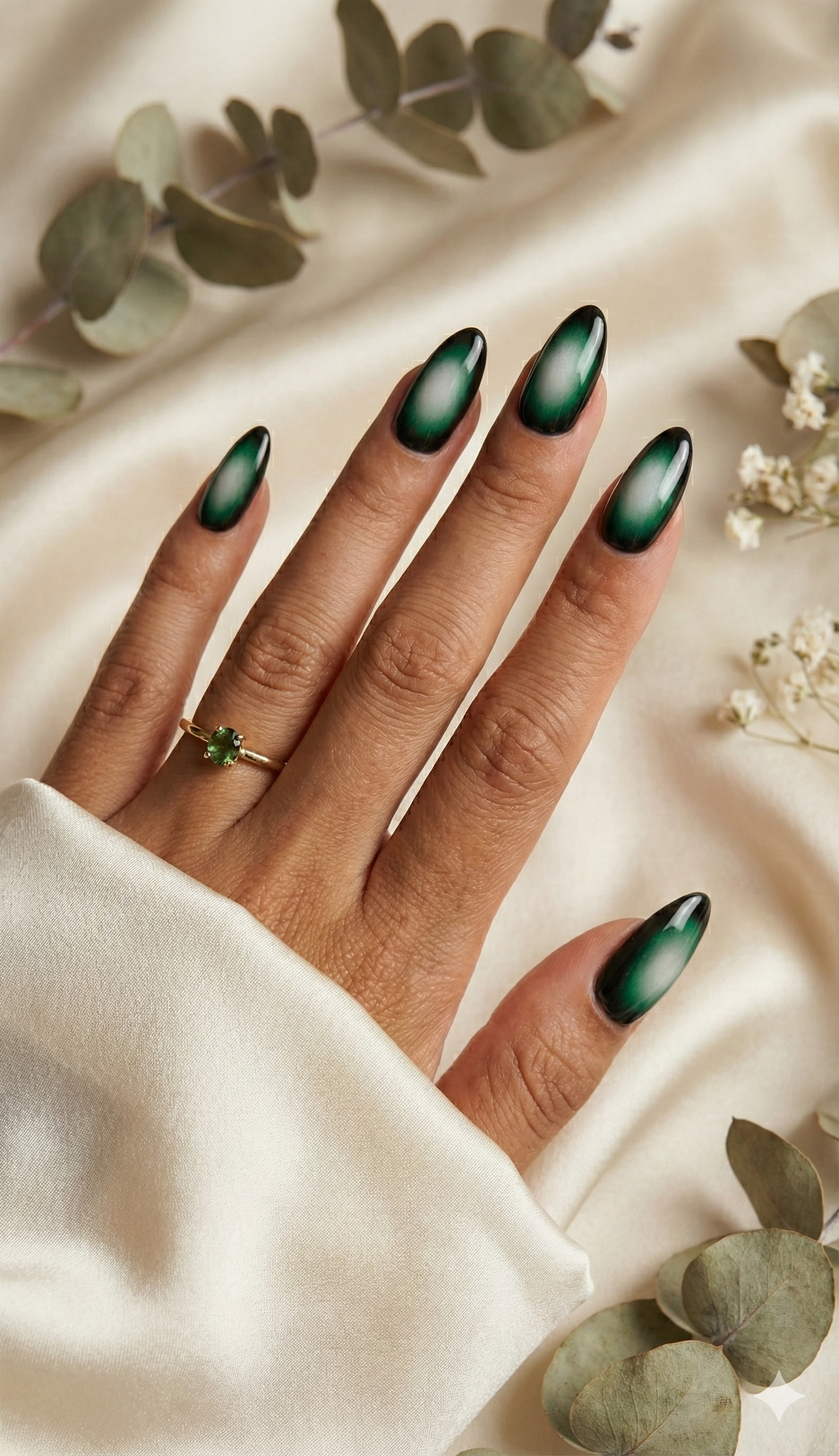 Green Aura Press On Nails - Black Ombre Airbrush - Witchy Goth Y2K - Emerald Cyber Gel Manicure - Reusable Custom Size - Custom Size Set - PN251101