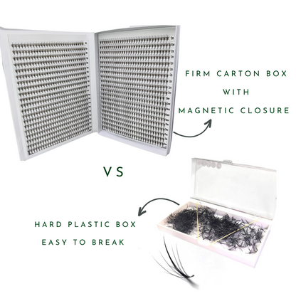 XXL Box | Wispy 1200 Fans | 9D volume | 40 Lines| 4 sizes in 1 | Wispy Premade Volume Fans