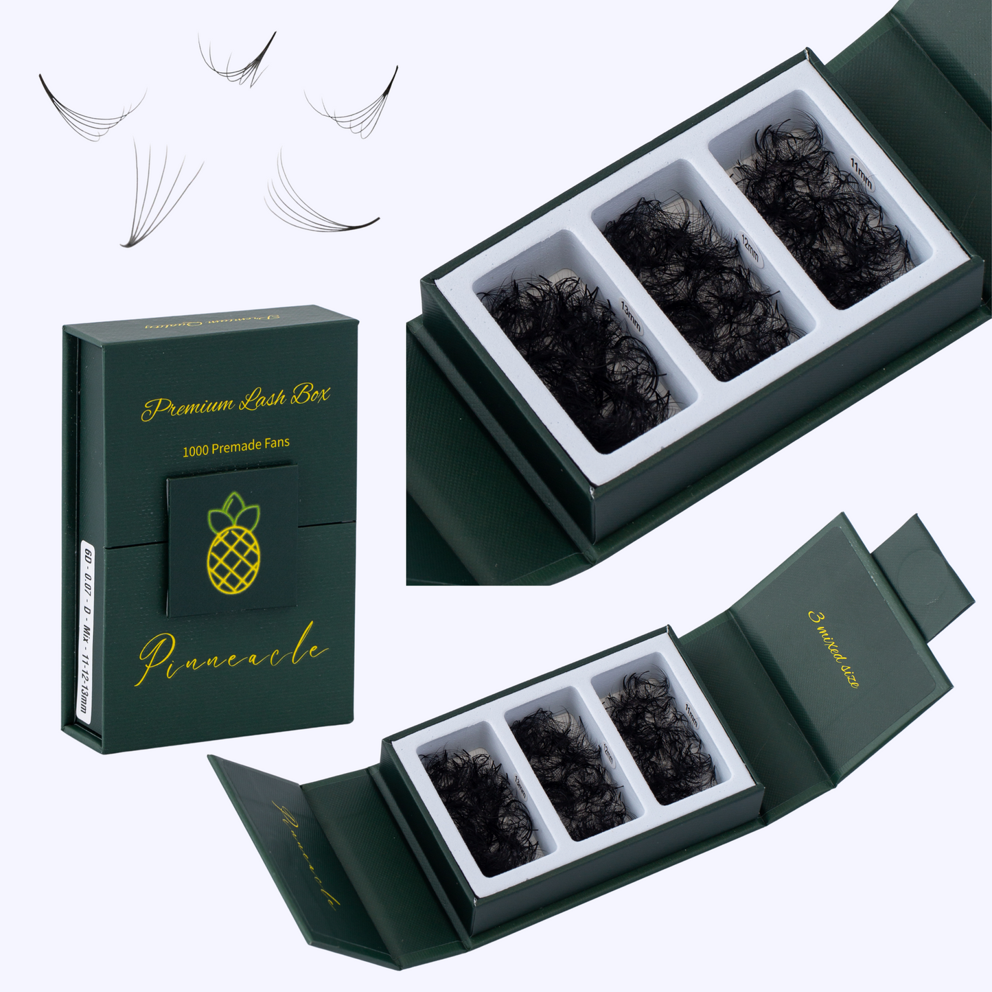 1000 Ventilateurs - 3 tailles dans 1 boîte - 0,07 - Volume 6D (11-12-13mm)