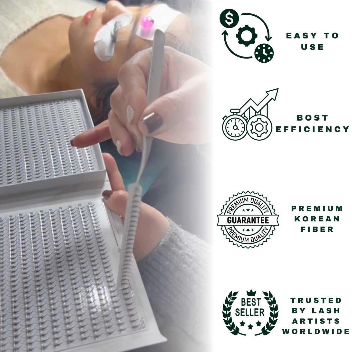 Brown Promade Wispy 1200 Fans - 5D Volume - Mixed Lengths & Curls | 40 Lines | 5 sizes in 1 | Premade Volume Fans Eyelash Extensions