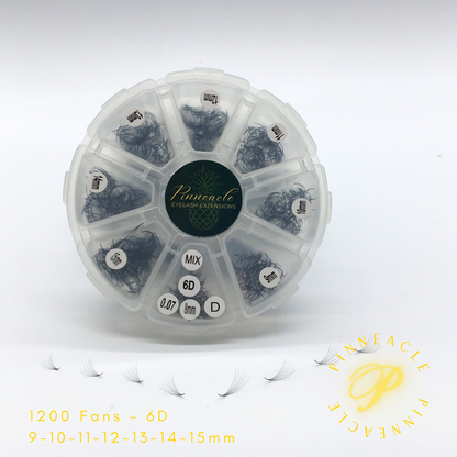 1200 Remade Volume Fans - 8 sizes 1 in box | Lengths: 10-17mm | Round Box | 7D