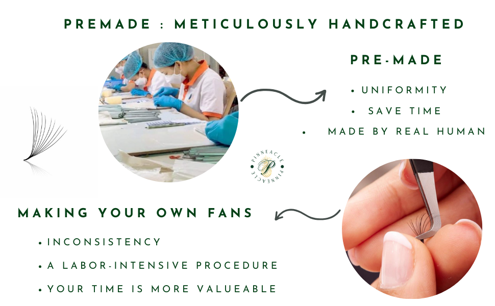 1200 Éventails - 8 tailles dans 1 boîte - 10D - M curl - 9-10-11-12-13-14-15-16mm