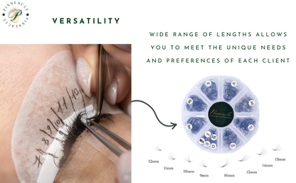 1200 Éventails - 8 tailles dans 1 boîte - 10D - M curl - 9-10-11-12-13-14-15-16mm