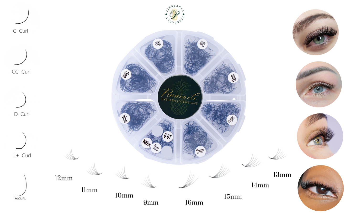 1200 Éventails - 8 tailles 1 en boîte - 8D - Boucle D - 9-10-11-12-13-14-15-16mm