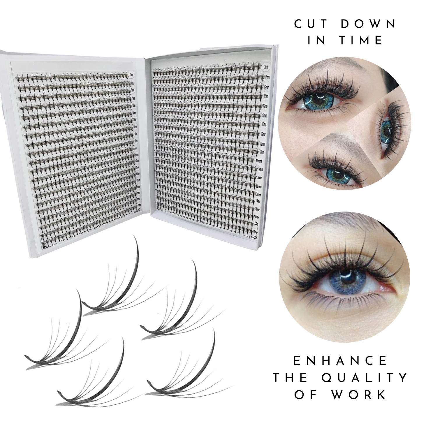 XXL Box | Wispy 1200 Fans | 9D volume | 40 Lines| 4 sizes in 1 | Wispy Premade Volume Fans