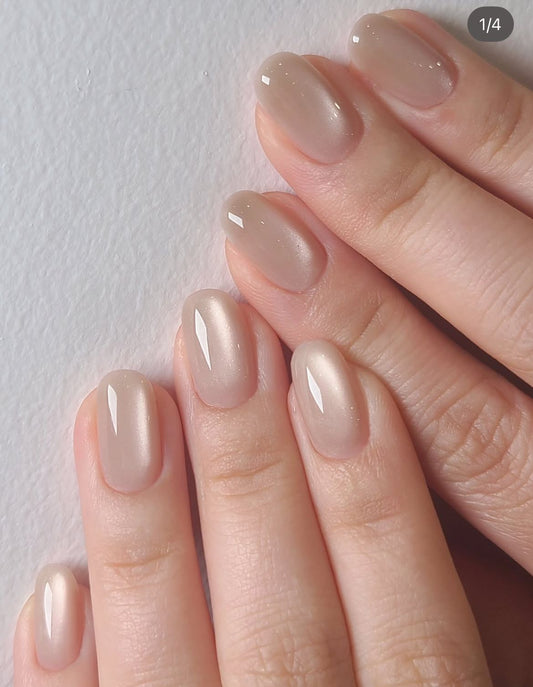 Sheer Nude Press On Nails - Neutral Nails - Wedding Brial Nails - Clean Girl Minimalist Glossy Natural - Custom Size Set - PN251142