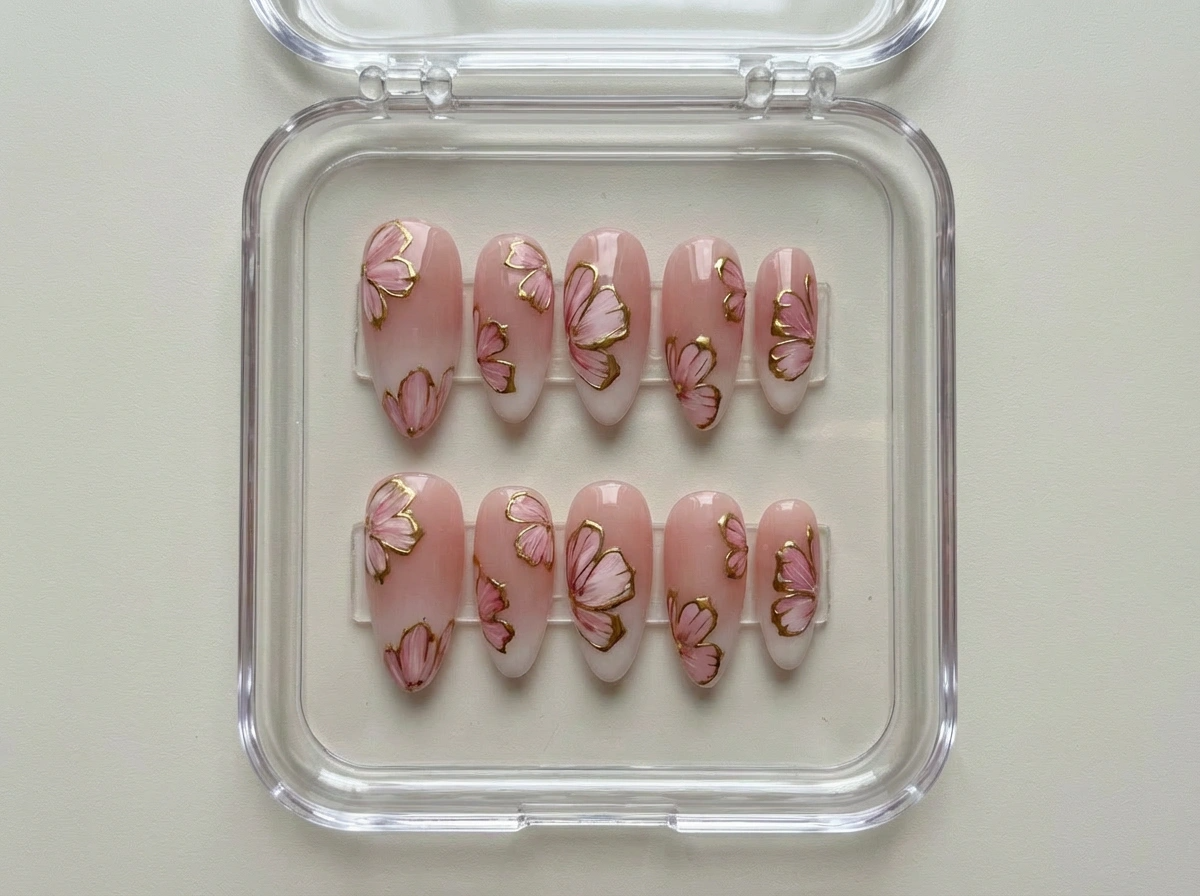 Red French Tip Press On Nails, Milk White Ombre Nails, Tiny Heart Nail Art, Romantic Square Nails, Reusable False Nails, Pinneacle Beauty - PN251289