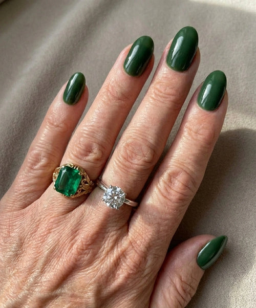Dark Jade Green Press On Nails - Deep Emerald Jelly - Old Money Gemstone Aesthetic - Glossy False Nails - Custom Size Set - PN251156