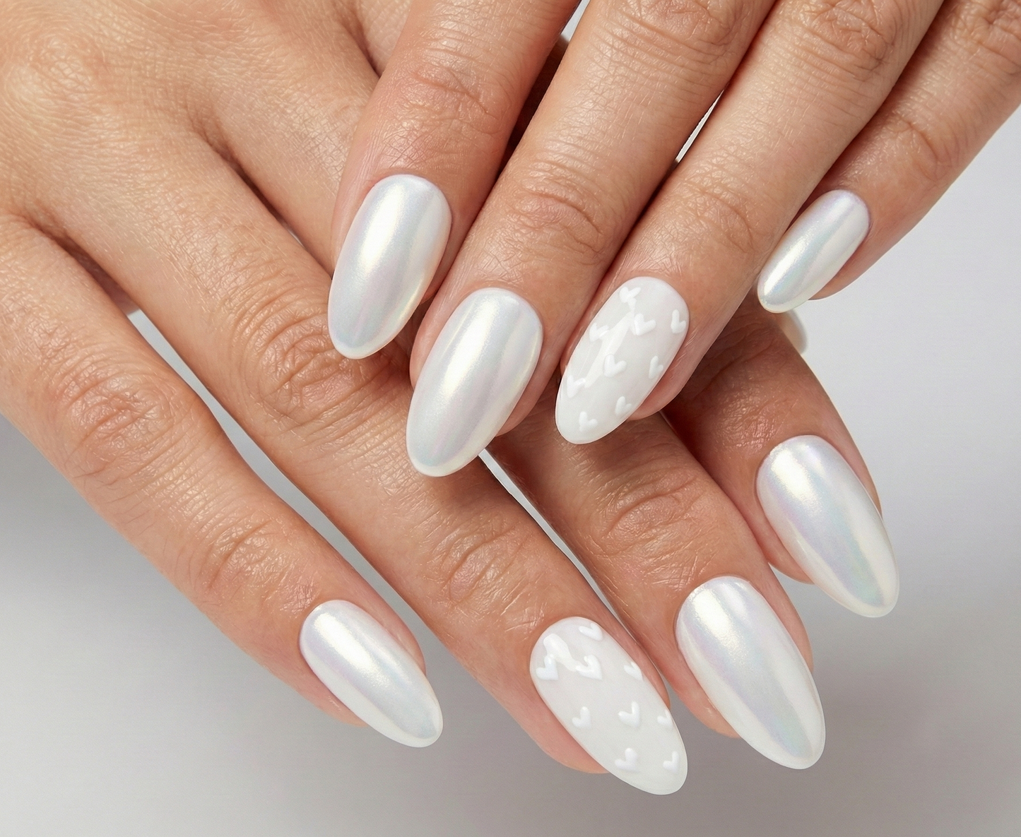 Mermaid Core Press on Nails, Aurora Chrome Shell Nails, Iridescent Pearl Glue ons, 3D Sea Shell Art, Aurora Pink Nails, Summer Beach Nails - PN251284