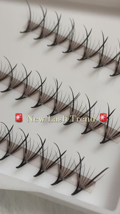 V Shape Wispy - 500 Fans - Promade Speedy Strip Fans - Phoenix Lashes, Double Wispy Lashes - 0.07